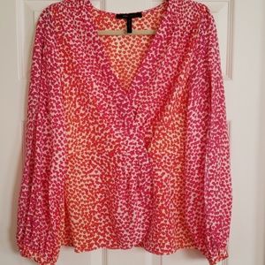 BCBG Maxazria split sleeve silk blouse